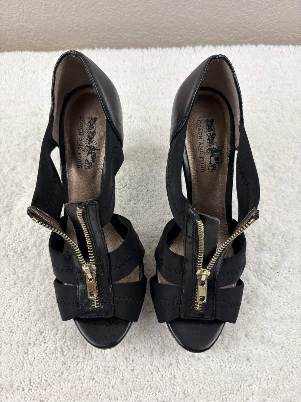 Women’s Black Coach & Four Zip-Front Strappy Sandals - Picture 9 of 12